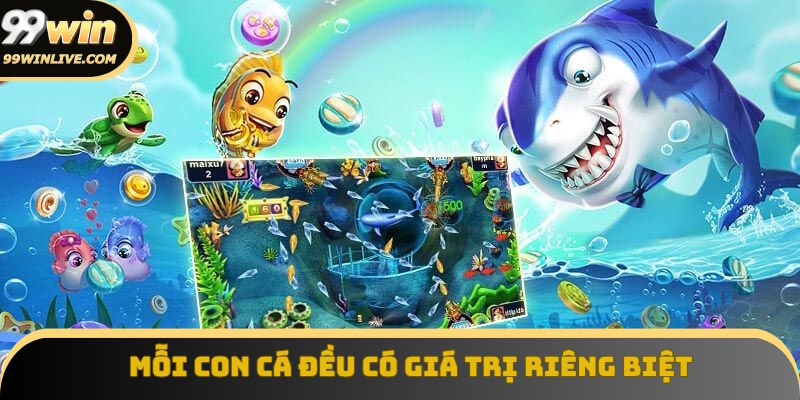 Mỗi con cá đều sở hữu giá trị phần thưởng riêng